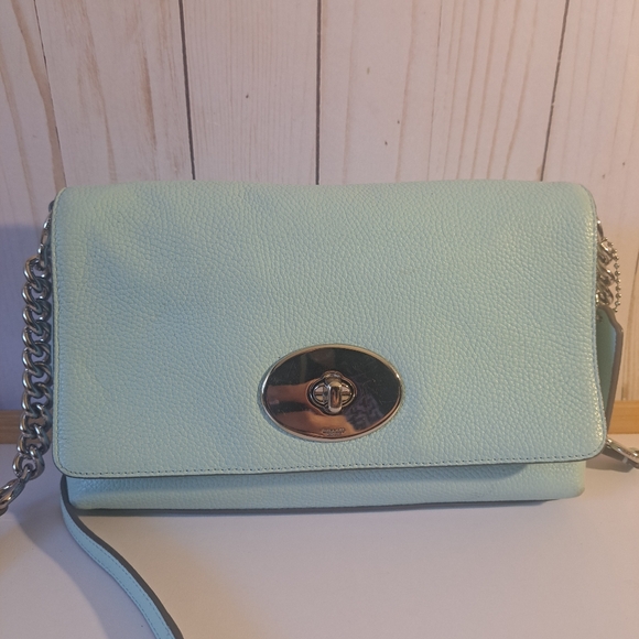 Coach Seaglass Pebbled Leather Crosstown Crossbody Bag with Metallic Closure - Picture 1 of 6